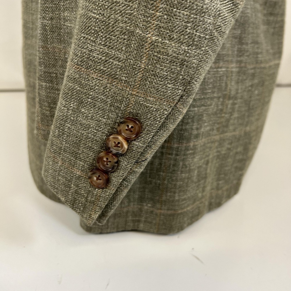 Brooks Brothers Fitzgerald Silk Linen E Thomas  43R Gray Herringbone Sport Coat - Picture 8 of 16